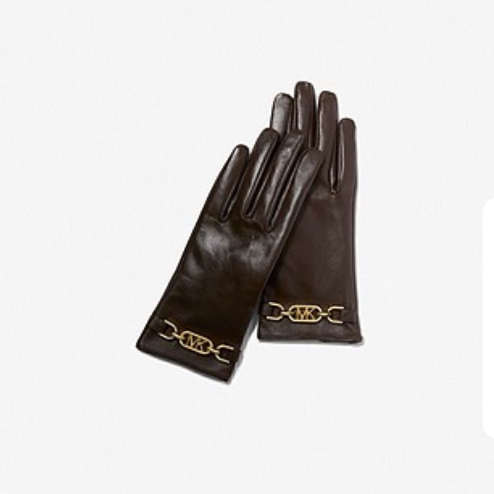 🌟NEW🌟Michael Kors🌟Chocolate Logo Leather Gloves